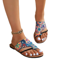 Palm Embroidered Linen Shoes Breathable Sweat Absorbing Flip-flops Sandals